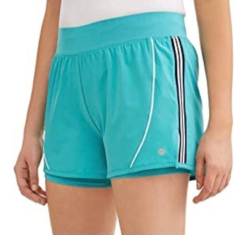 Avia Active Performance Aqua Blue Side Stripe Shorts XL